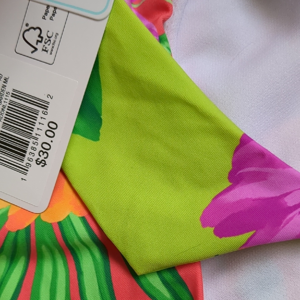 Tropical Floral Bikini Set - Pink and Green Top Is XL Bottom Is Large - Picture 6 of 6